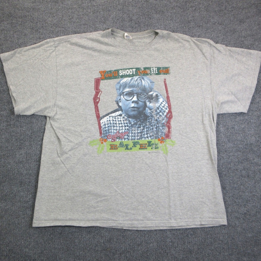 A Christmas Story Shirt Mens 2XL Gray Ralphie Shoot Your Eye Out Movie Delta Tee